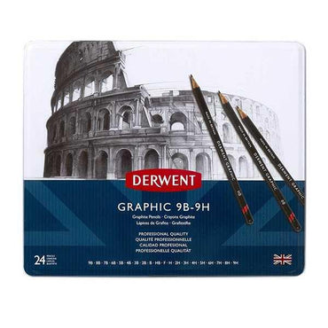 Derwent Graphic Drawing Pencils Soft Metal Tin 24 Count (34202) The Stationers